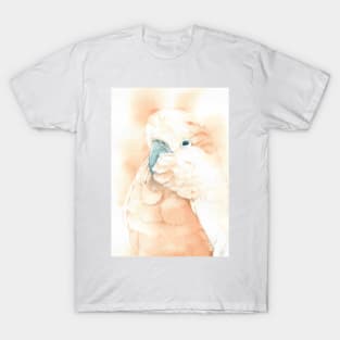 salmon-crested cockatoo watercolor portrait muluccan cacatua parrot T-Shirt